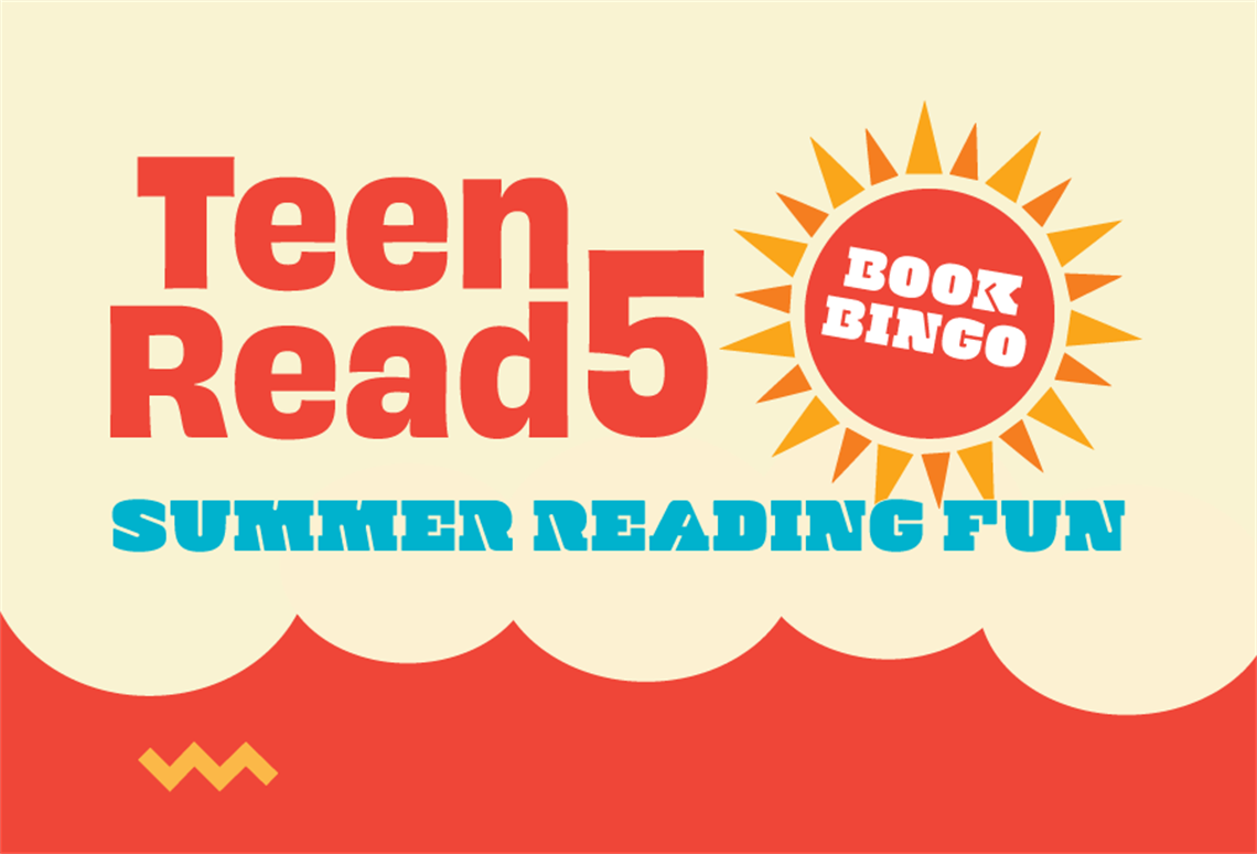 Teen Read 5 Book Bingo banner. 