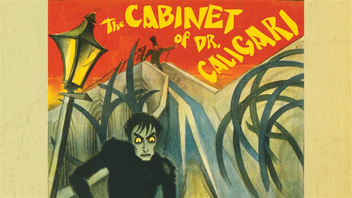 Poster from the 1920 silent horror film The Cabinet of Dr Caligari. 