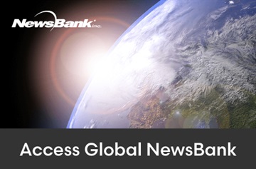 Banner for Access Global NewsBank showing part of the world from space and the NewsBank logo. 