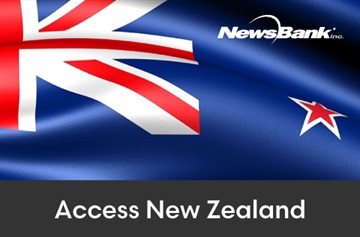 Banner for Access New Zealand showing part of the New Zealand flag with the NewsBank logo. 