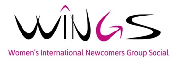 WINGS: Women's International Newcomers Group Social logo. 