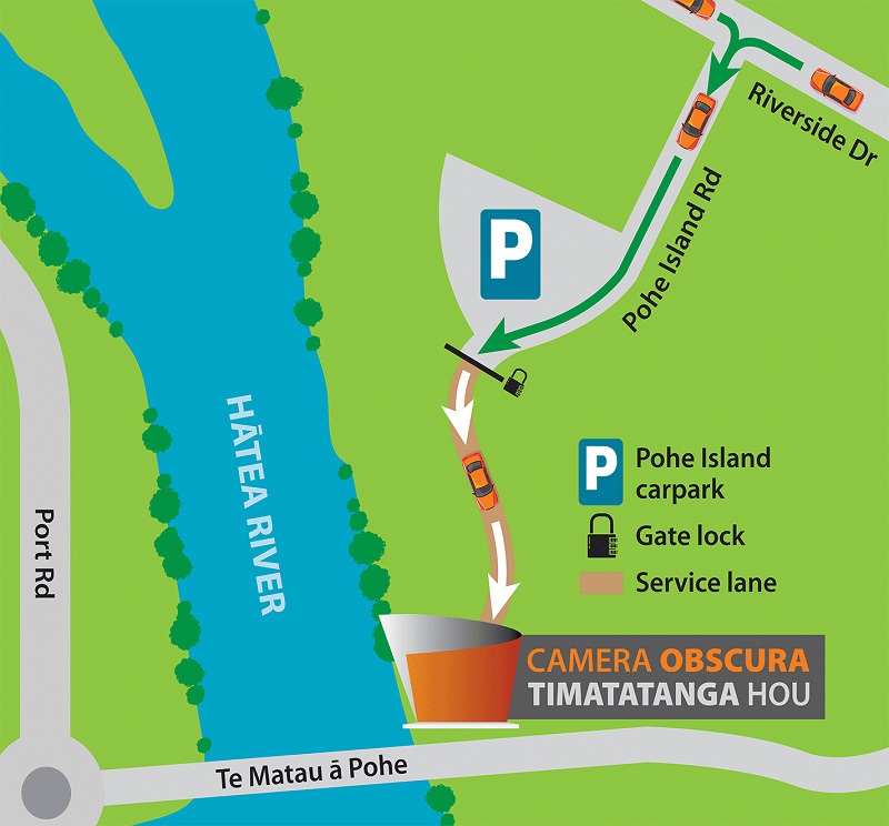 A map showing mobility vehicle access to the Camera Obscura. 