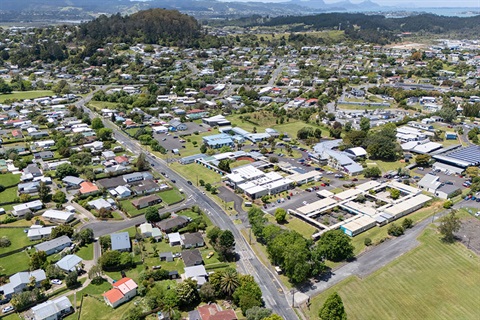 Aerial view taken by a drone of Raumanga and Otaika.