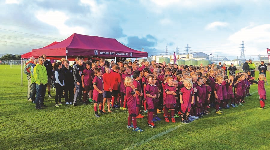 Young footballers turned out in uniform at United Football Club in Bream Bay.