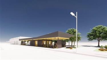 An artist’s impression of the new bus hub exterior.