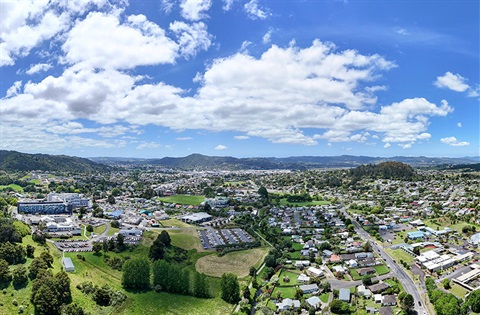 An aerial view over the suburb of Raumanga. 