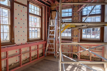 A partially restored room in the Old Municipal Building.