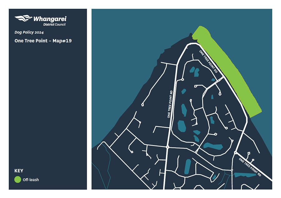 Map showing dog access rules for One Tree Point.