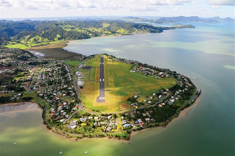 Photo of aerial view of Whangarei airport runway. 