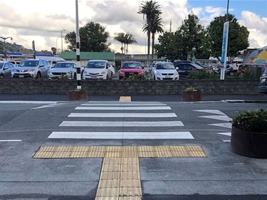 Vine Street traffic improvements are now complete with the raised platform transformed into an official pedestrian crossing, featuring new signs, lights and enhanced drainage.