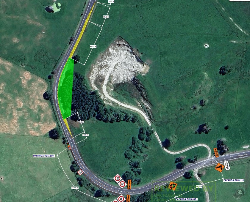 Map showing location of slip repair on Paparoa Road near 806 Paparoa Road. 