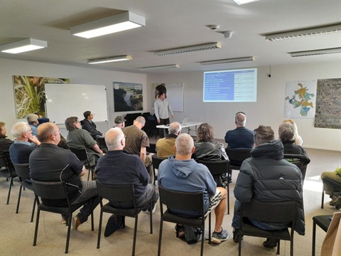 A picture from a presentation at a community meeting for the Hikurangi Repo Project. 