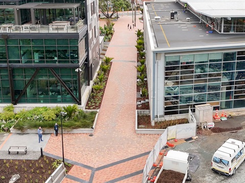 Aerial view of a completed Lovers Lane.