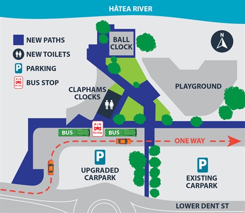 A map showing the Town Basin bus area revamp. 