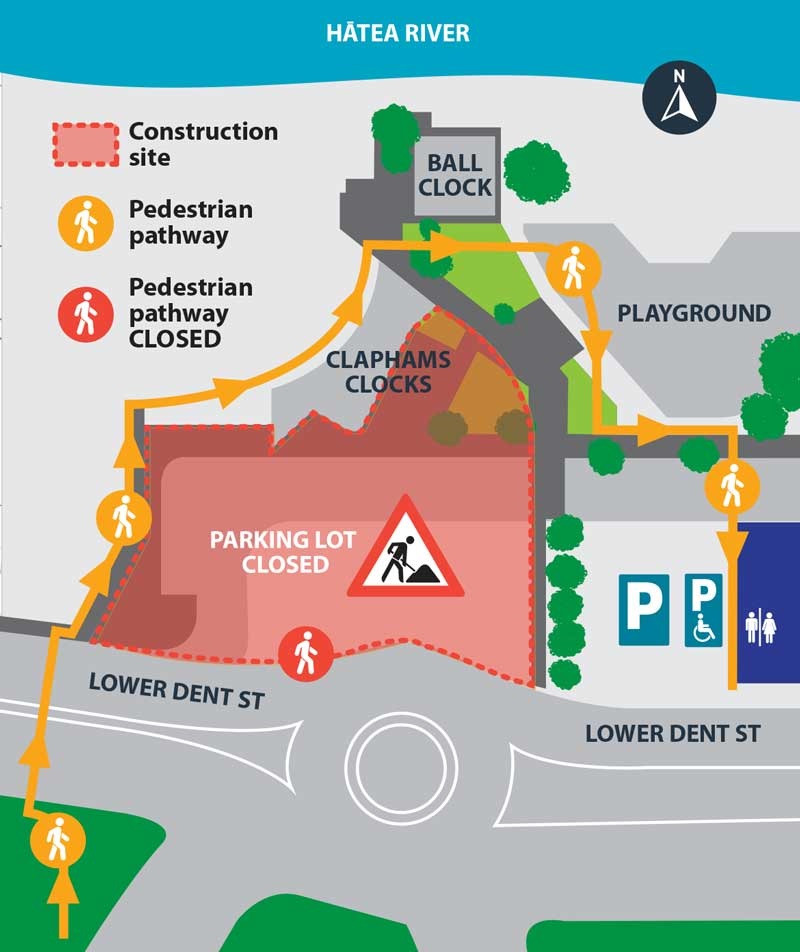 Map showing the footpath closure on Lower Dent and the Town Basin car park closure. Street