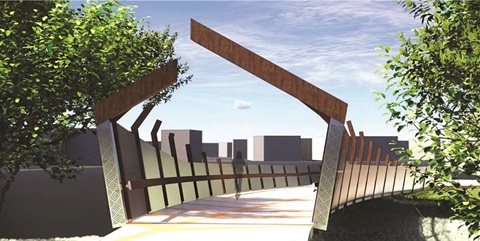 Concept design of the new bridge across Lovers Lane. 