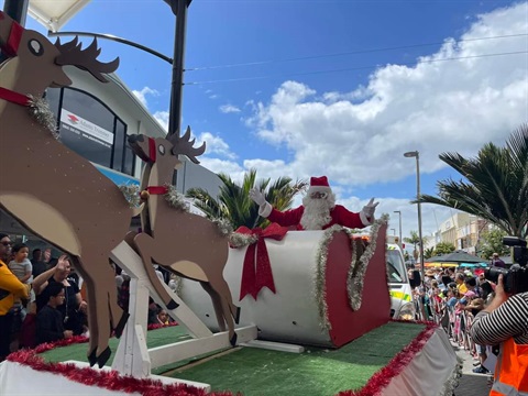 Image of Santa at the Christmas Parade. 