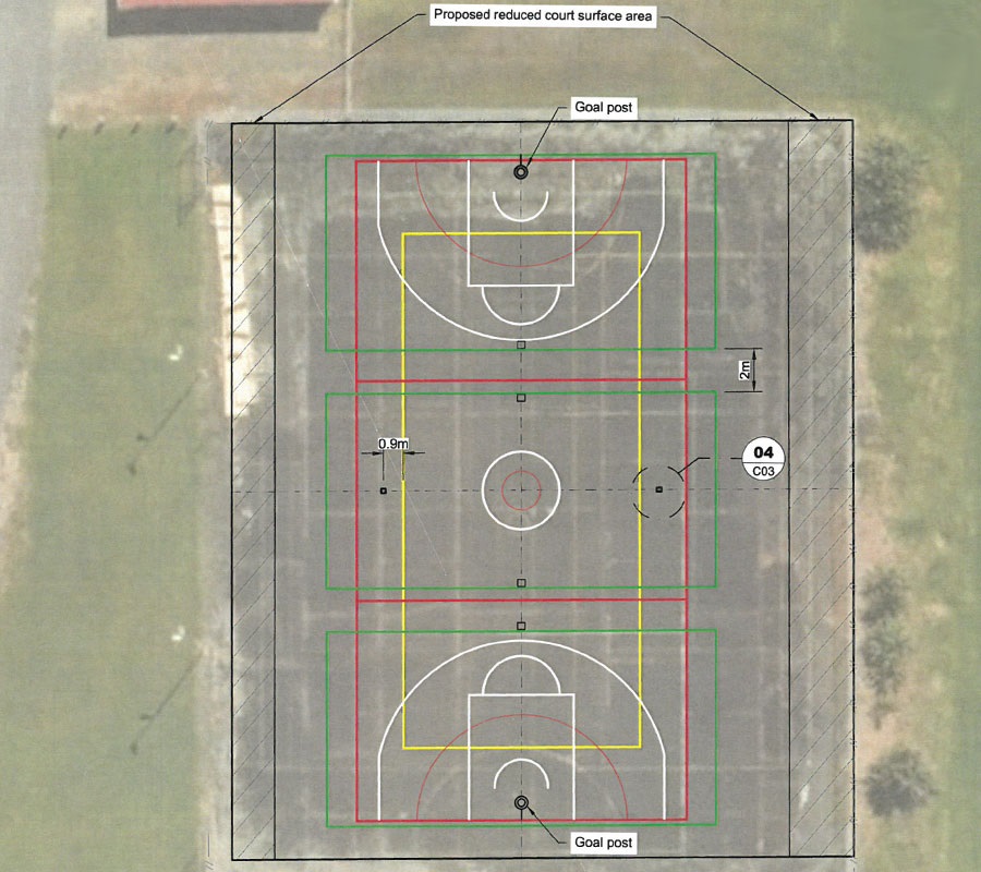 Birds eye view of the Takahiwai court. 