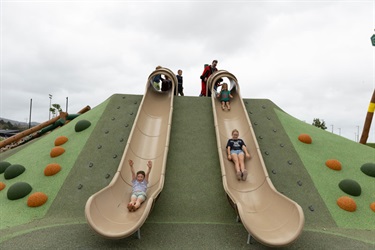 Slides at the Pohe Island destination playground.