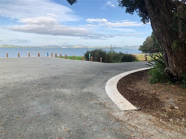 Upgraded surface of pullover carpark area at Tamaterau Beach.