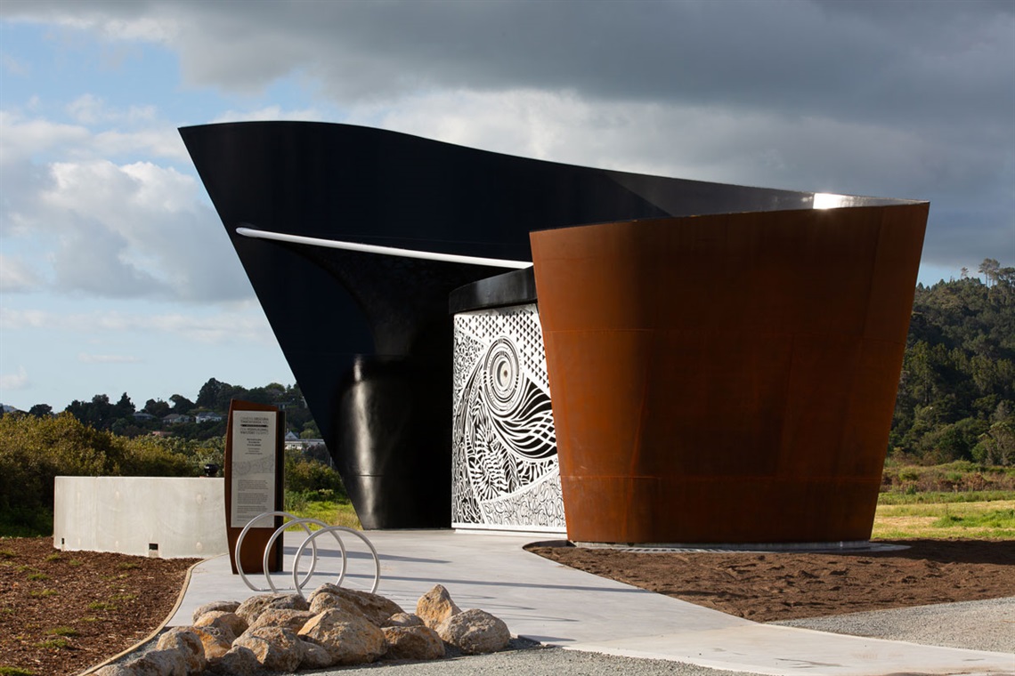 Photo showing the Camera Obscura facility with bike-parking and information