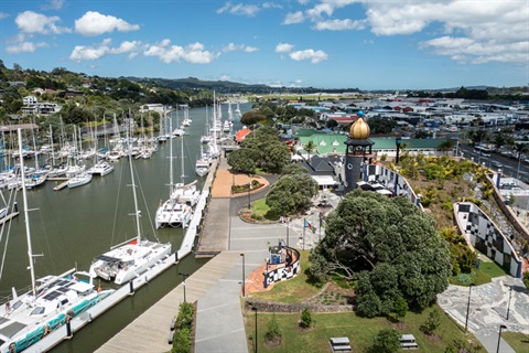 Aerial image of the Town Basin and Hatea River. 