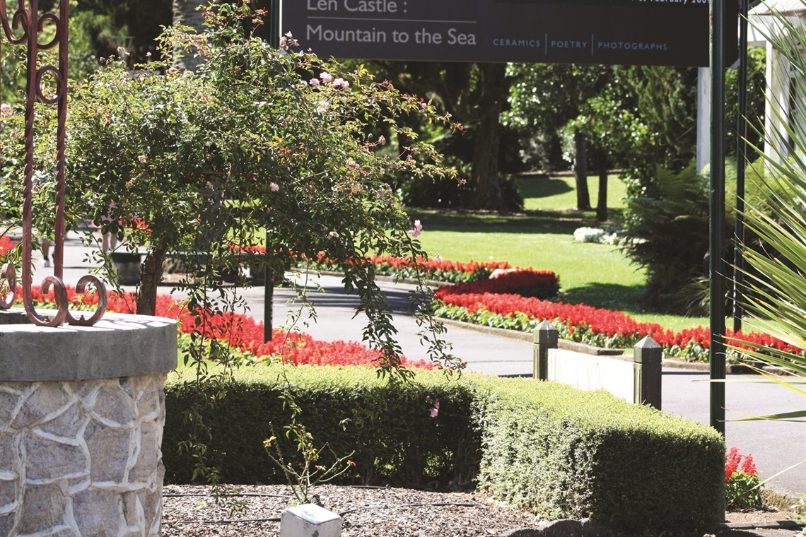 Photo of flower gardens at Cafler Park. 