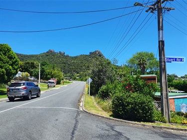 Looking up to Mount Aubrey from Stuart Road, Whangārei Heads.