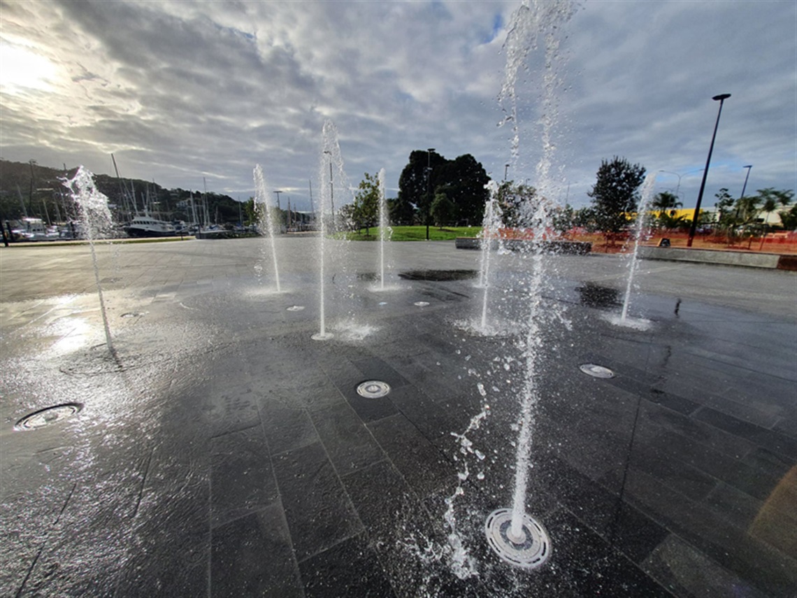 Water feature at Pūtahi Park. 