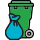 Rubbish bag and wheelie bin icon. 